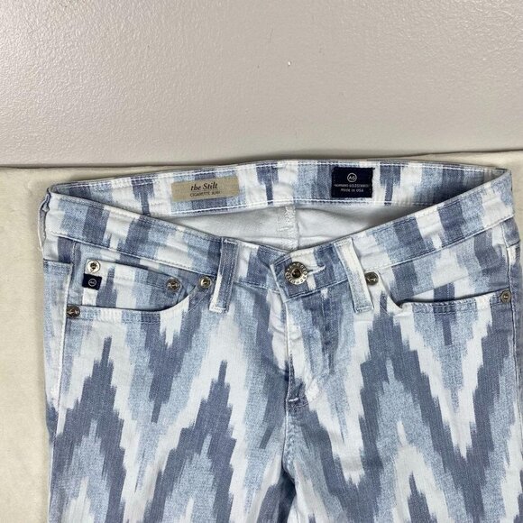 AG The Stilt Cigarette Leg Skinny Ikat Print Jean - Picture 3 of 8